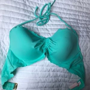 Teal strapless top